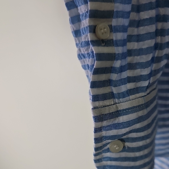 J. Crew Blue and White 3 button openn front Polo Shirt Size XXS - Picture 3 of 6